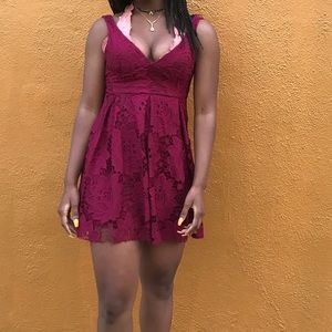 Burgundy free people dress